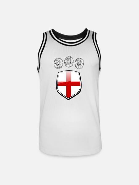 Tres leones Inglaterra fútbol bandera inglesa - Camiseta de baloncesto para hombre - blanca/negro