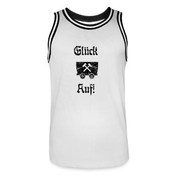 Glück Auf! Logo Schlägel und Eisen - Männer Basketball-Trikot - Weiß/Schwarz - Vorne - AI Model Male 185 dark (185cm)