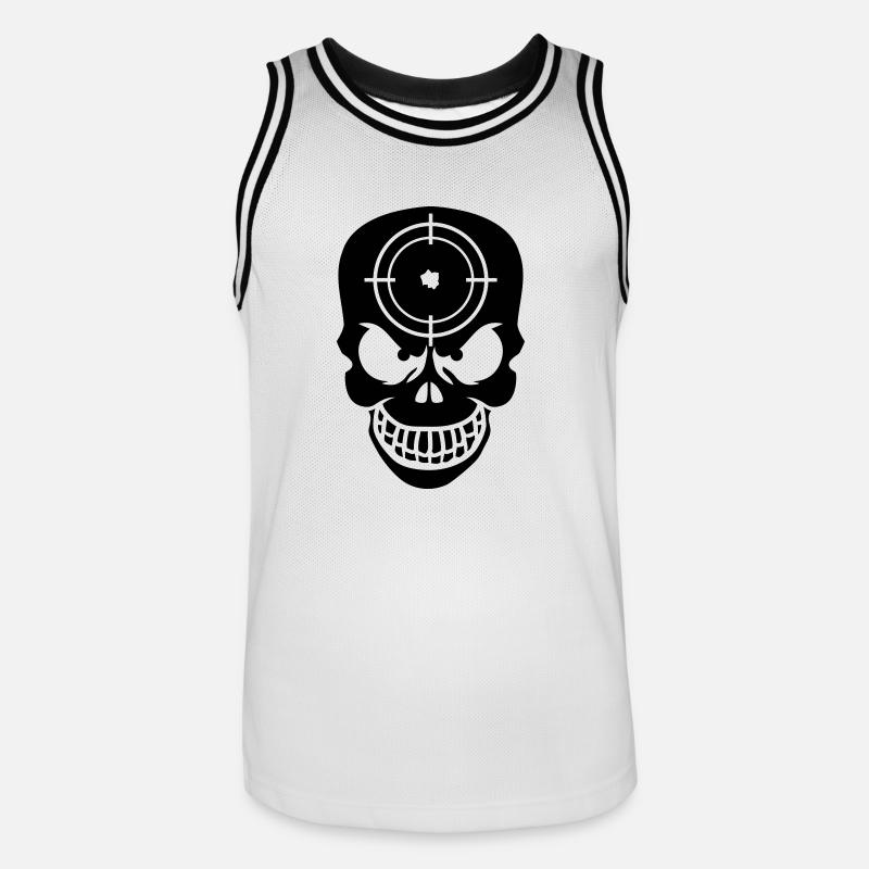 Evil Skull With Target - Männer Basketball-Trikot - Weiß/Schwarz