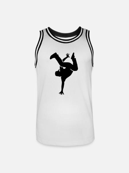 Breakdance - Camiseta de baloncesto para hombre - blanca/negro