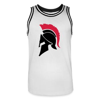 spartaner_002 - Männer Basketball-Trikot - Weiß/Schwarz - Vorne - AI Model Male 185 dark (185cm)