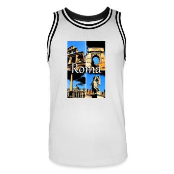 Roma Collage Comic sign lettering - Männer Basketball-Trikot - Weiß/Schwarz - Vorne - AI Model Male 185 dark (185cm)