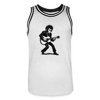 Auteur-compositeur-interprète | Le Singe Danseur - Maillot de basket Homme - blanc/noir - Devant - AI Model Male 185 dark (185cm)