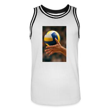 Volley-ball - En pleine répression - Maillot de basket Homme - blanc/noir - Devant - AI Model Male 185 dark (185cm)