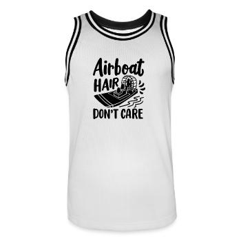 Airboat Hair Don’t Care watercraf Amoureux de la mer - Maillot de basket Homme - blanc/noir - Devant - AI Model Male 185 dark (185cm)