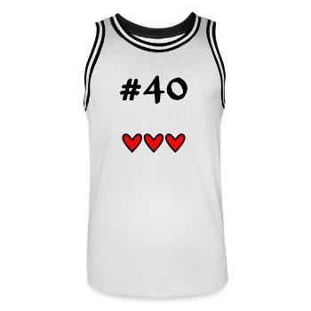 40 ANS. 40e ANNIVERSAIRE. ANNIVERSAIRE 40 ANS. # - Maillot de basket Homme - blanc/noir - Devant - AI Model Male 185 dark (185cm)