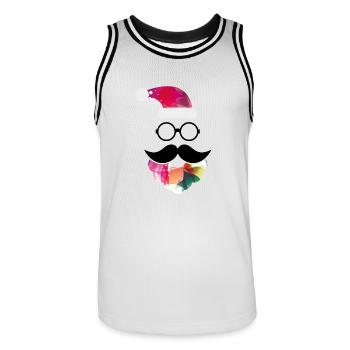 Der Hipster-Weihnachtsmann macht jo hohoho - Männer Basketball-Trikot - Weiß/Schwarz - Vorne - AI Model Male 185 dark (185cm)