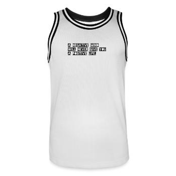 Motivational saying - Men's Basketball Jersey - white/black - Front - AI Model Male 185 dark (185cm)