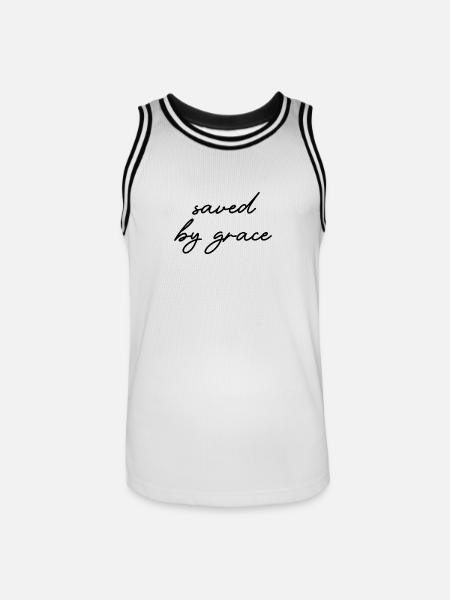saved by grace - Männer Basketball-Trikot - Weiß/Schwarz