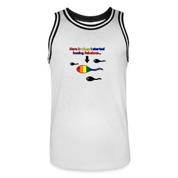LGBT Kaulquappen Fabulous Regenbogen - Männer Basketball-Trikot - Weiß/Schwarz - Vorne - AI Model Male 185 dark (185cm)