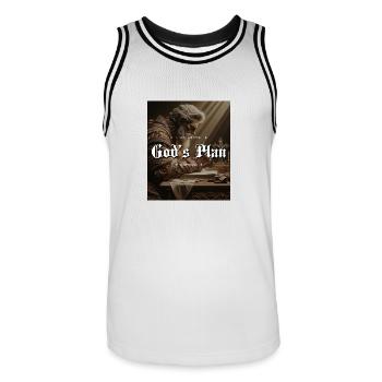 God's Plan Get Rich or Die Trying Memento Mori - Männer Basketball-Trikot - Weiß/Schwarz - Vorne - AI Model Male 185 dark (185cm)