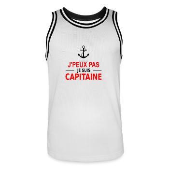 j'peux pas je suis capitaine - Men's Basketball Jersey - white/black - Front - AI Model Male 185 dark (185cm)