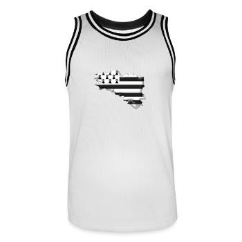 carte Bretagne drapeau Breizh - Maillot de basket Homme - blanc/noir - Devant - AI Model Male 185 dark (185cm)