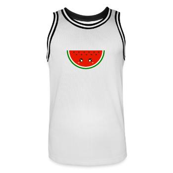 pastèque kawaii - Maillot de basket Homme - blanc/noir - Devant - AI Model Male 185 dark (185cm)
