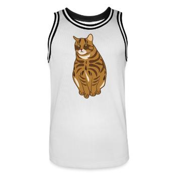 Landrassen-Katze - Männer Basketball-Trikot - Weiß/Schwarz - Vorne - AI Model Male 185 dark (185cm)