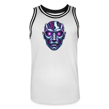 Space Head - Männer Basketball-Trikot - Weiß/Schwarz - Vorne - AI Model Male 185 dark (185cm)