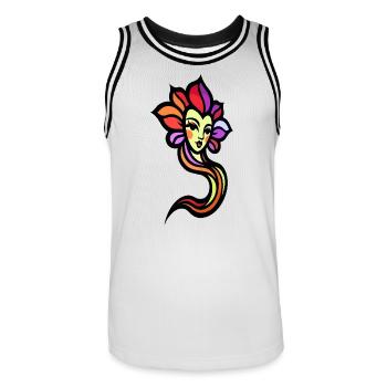 Sun goddess in rainbow colors - Men's Basketball Jersey - white/black - Front - AI Model Male 185 dark (185cm)