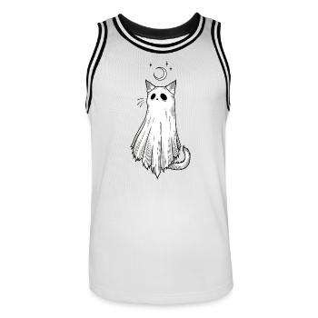 Nebelkatze im Mondschein - Männer Basketball-Trikot - Weiß/Schwarz - Vorne - AI Model Male 185 dark (185cm)