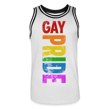 GAY Pride | LGBT | L’amour au lieu de la haine - Maillot de basket Homme - blanc/noir - Devant - AI Model Male 185 dark (185cm)