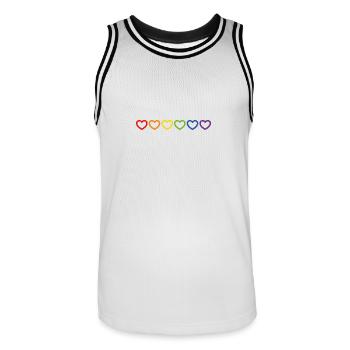 Rainbow Hearts LGBTQ LGBT gay pride - Men's Basketball Jersey - white/black - Front - AI Model Male 185 dark (185cm)