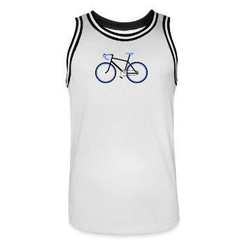 Nouveau vélo avec volant sport bleu et selle sport - Maillot de basket Homme - blanc/noir - Devant - AI Model Male 185 dark (185cm)