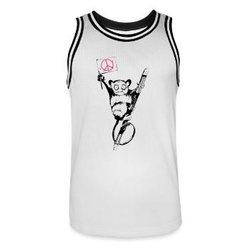 INOLA-Peace - Männer Basketball-Trikot - Weiß/Schwarz - Vorne - AI Model Male 185 dark (185cm)