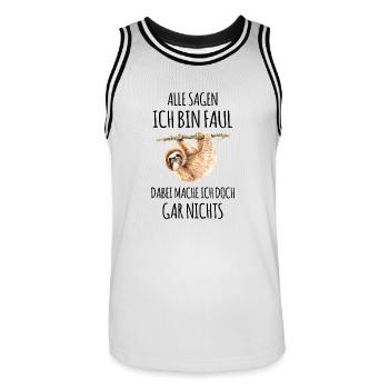 Faultier faul Faulheit Faulenzer Chiller Sprüche - Männer Basketball-Trikot - Weiß/Schwarz - Vorne - AI Model Male 185 dark (185cm)