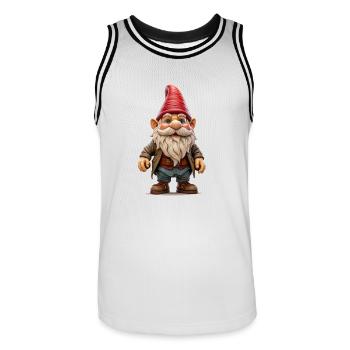 Le nain de jardin, symbole de tradition et d’humour - Maillot de basket Homme - blanc/noir - Devant - AI Model Male 185 dark (185cm)
