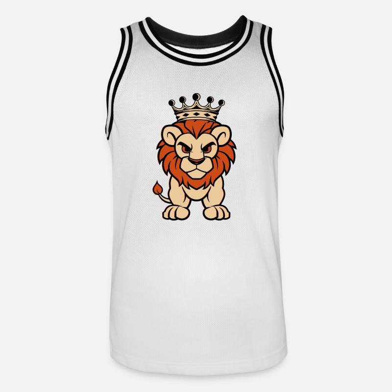 löwe comic krone - Männer Basketball-Trikot - Weiß/Schwarz