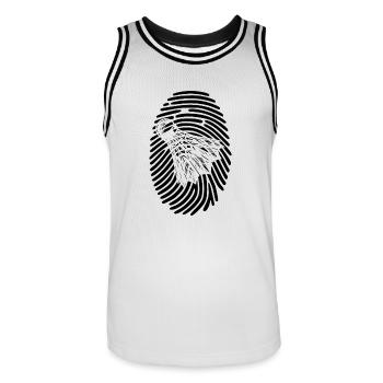Badminton DNA Federball Fingerabdruck - Männer Basketball-Trikot - Weiß/Schwarz - Vorne - AI Model Male 185 dark (185cm)