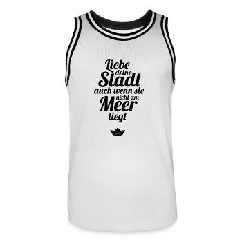 Love your city sea - Men's Basketball Jersey - white/black - Front - AI Model Male 185 dark (185cm)