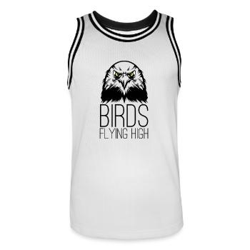 Oiseaux volant haut - Maillot de basket Homme - blanc/noir - Devant - AI Model Male 185 dark (185cm)