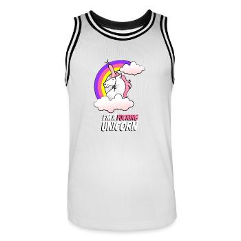 I'm a fucking unicorn - Männer Basketball-Trikot - Weiß/Schwarz - Vorne - AI Model Male 185 dark (185cm)