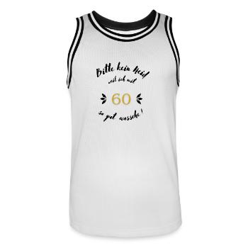 60er Schwarz - Männer Basketball-Trikot - Weiß/Schwarz - Vorne - AI Model Male 185 dark (185cm)