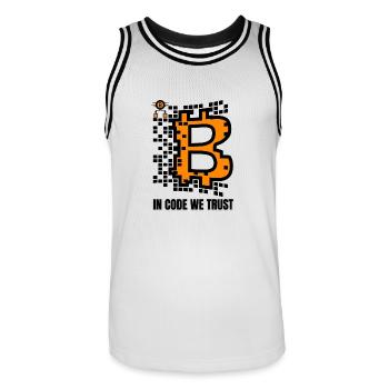 Bitcoin Krypto Kryptowährung Geschenkidee Crypto - Männer Basketball-Trikot - Weiß/Schwarz - Vorne - AI Model Male 185 dark (185cm)