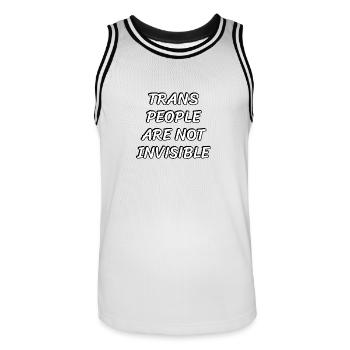 Les personnes trans ne sont pas invisibles - Maillot de basket Homme - blanc/noir - Devant - AI Model Male 185 dark (185cm)