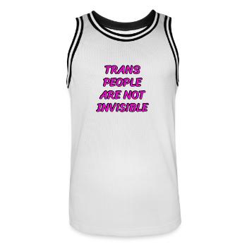 Les personnes trans ne sont pas invisibles - Maillot de basket Homme - blanc/noir - Devant - AI Model Male 185 dark (185cm)