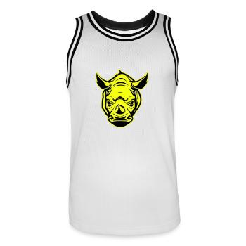 Icône de portrait de tête de rhinocéros - Maillot de basket Homme - blanc/noir - Devant - AI Model Male 185 dark (185cm)