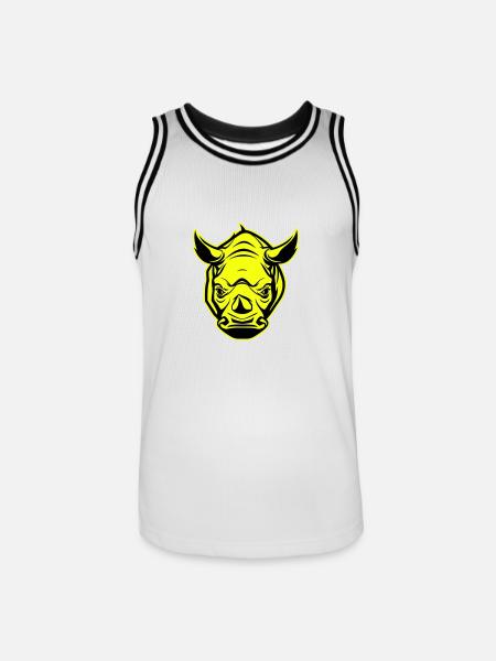 Rhino Head Portrait Icon - Men's Basketball Jersey - white/black