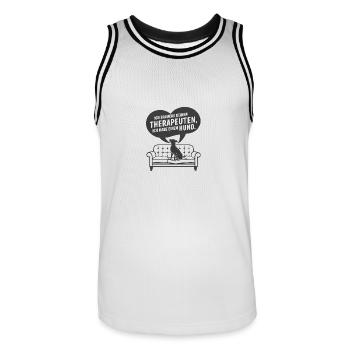Je n’ai pas besoin d’un thérapeute, j’ai un chien - Maillot de basket Homme - blanc/noir - Devant - AI Model Male 185 dark (185cm)