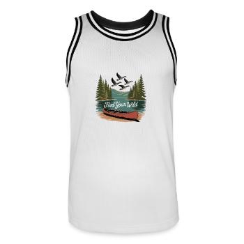 Trouvez votre nature sauvage – Aventure en canoë - Maillot de basket Homme - blanc/noir - Devant - AI Model Male 185 dark (185cm)