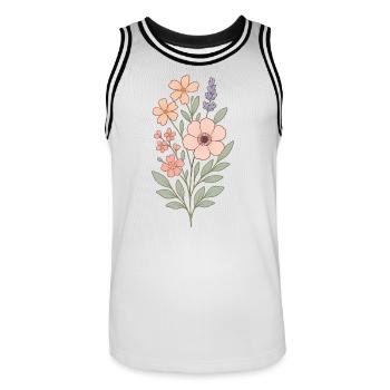 Pastel Flowers Watercolor Bouquet - Men's Basketball Jersey - white/black - Front - AI Model Male 185 dark (185cm)