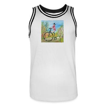 Hochrad - Männer Basketball-Trikot - Weiß/Schwarz - Vorne - AI Model Male 185 dark (185cm)