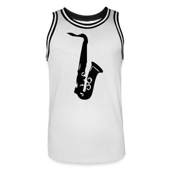 Saxophone Music Gift Musician - Men's Basketball Jersey - white/black - Front - AI Model Male 185 dark (185cm)