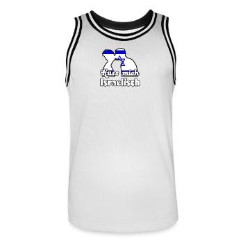 Küss mich Israelisch Geschenk - Männer Basketball-Trikot - Weiß/Schwarz - Vorne - AI Model Male 185 dark (185cm)