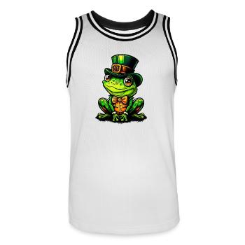 Zauberhafter Frosch mit St Patrick Day Zylinder - Männer Basketball-Trikot - Weiß/Schwarz - Vorne - AI Model Male 185 dark (185cm)