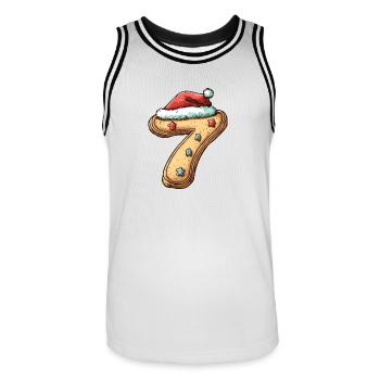 7 Numéro Noël - Maillot de basket Homme - blanc/noir - Devant - AI Model Male 185 dark (185cm)