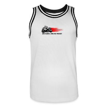 Zwei Räder, endlose Freiheit - Motorrad-Edition - Männer Basketball-Trikot - Weiß/Schwarz - Vorne - AI Model Male 185 dark (185cm)
