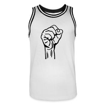 Poing fermé - Maillot de basket Homme - blanc/noir - Devant - AI Model Male 185 dark (185cm)