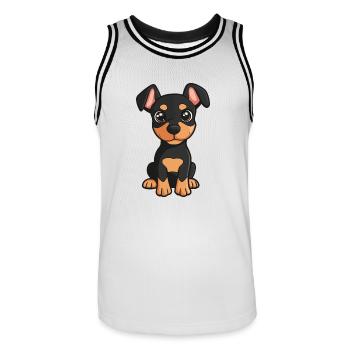 Doberman chien bande dessinée mignon - Maillot de basket Homme - blanc/noir - Devant - AI Model Male 185 dark (185cm)